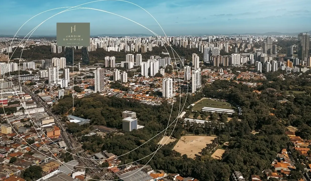 Visão aérea do Jardim da Hípica, modernidade e natureza em São Paulo