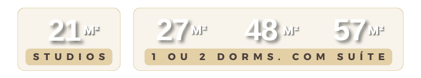 Estúdios e apartamentos de 1 a 2 dormitórios no Jardim da Hípica